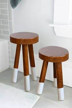 JOLLYMER Teak 9” Round Plant Stand |Wood Counter Stool |Dip Dyed Wood Plant Stand, Riser |Wood Accen | Amazon (US)