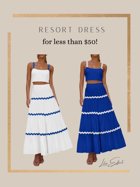 Resort wear - vacation dress for less than $50!

Summer Two Piece Vacation Beach Outfits Dressy Sleeveless Cropped Tank Tops and Long Maxi Skirt Sets

Greek vacation • Amazon finds • matching set • blue and white • wavy lines trim • beach dress • 

#LTKfindsunder50 #LTKstyletip #LTKtravel