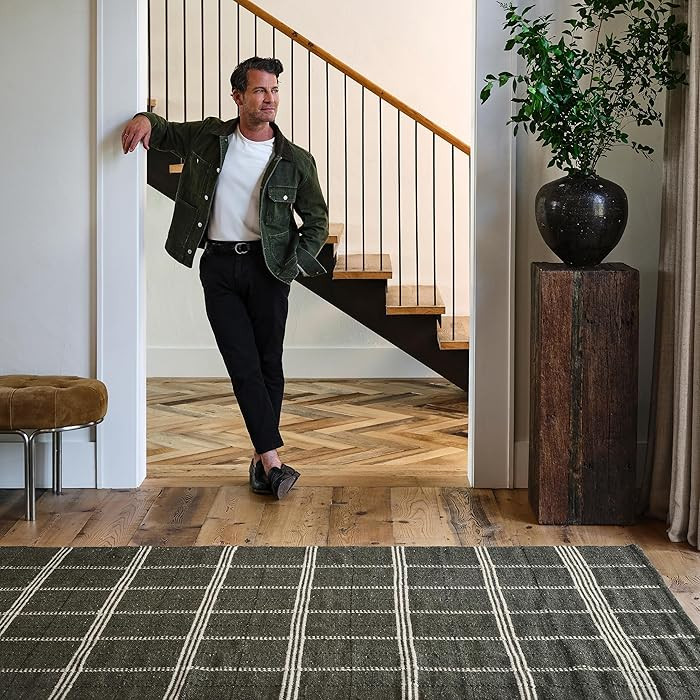 Rugs USA x Nate Berkus Downing Plaid Wool Cozy Area Rug, 3' x 5', Green | Amazon (US)