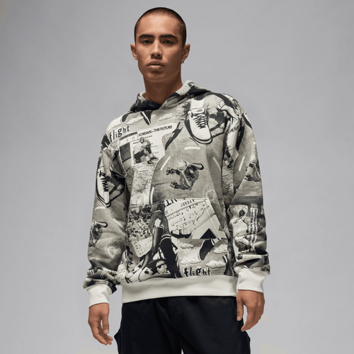 Jordan Mens Jordan Brooklyn AOP Fleece Pullover - Mens Black/Grey Size M | Foot Locker (US)