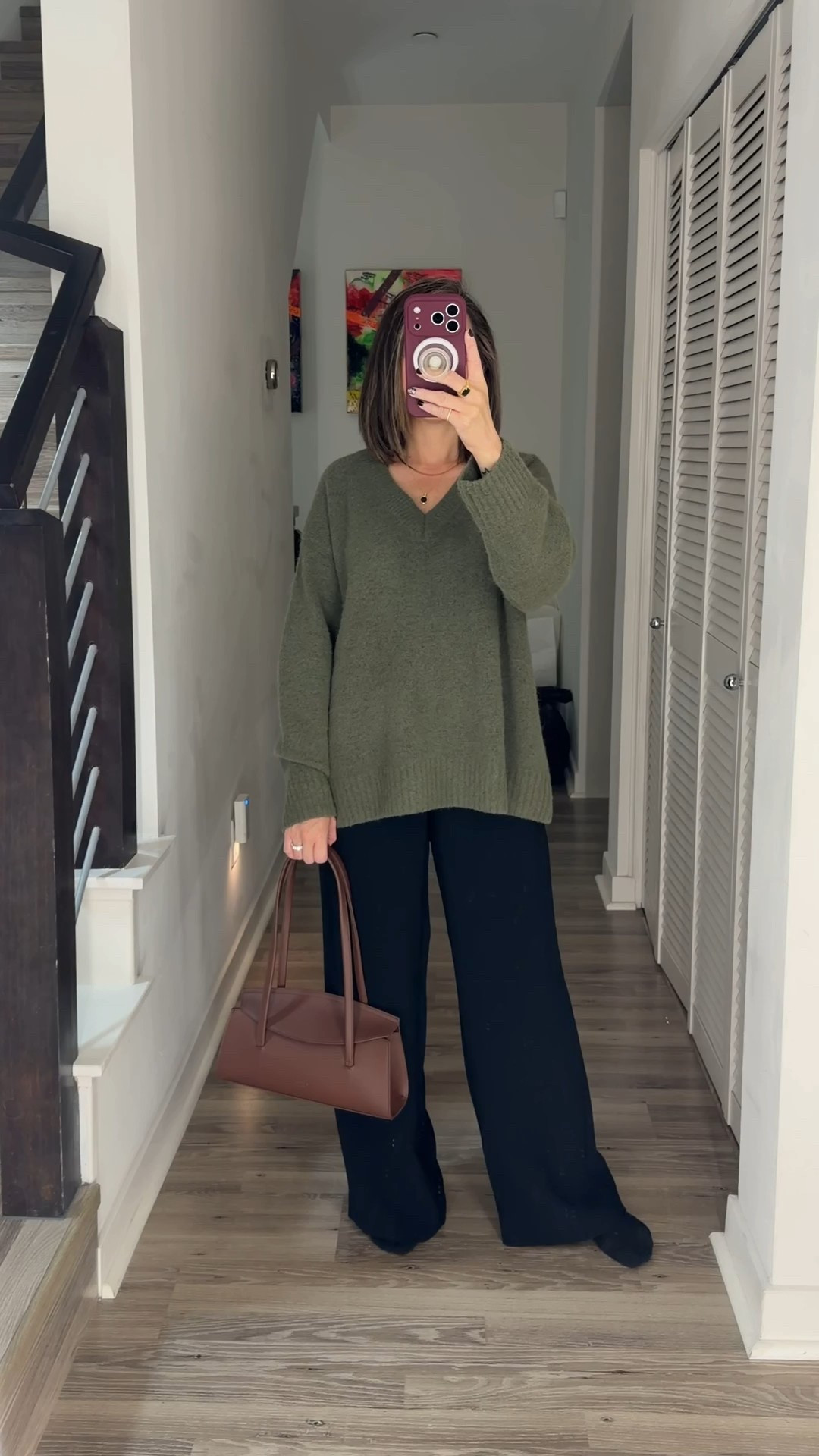 OOTD ⚡️ Cozy and chic outfit for a client meeting. This sweater is so soft. I sized up for an oversized fit. Styled with wrinkle free pull on trousers that are so comfortable. This shoulder bag is so chic. The quality and leather is amazing and you won’t believe the price. 

OOTD, work outfits, workwear, sweater, trousers, shoulder bag, The Stylizt 




#LTKdayinmylife #LTKWorkwear #LTKootd