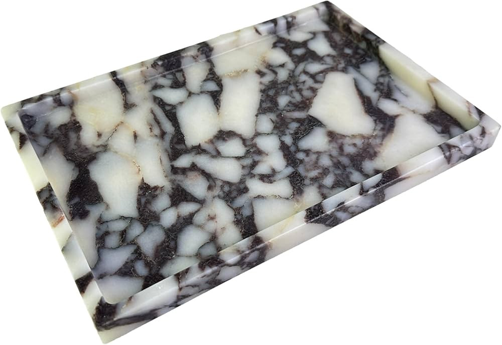 Real Natural Marble Tray Genuine Calcutta Viola Marble Stone Tray for Bathroom/Kitchen Counter (C... | Amazon (US)