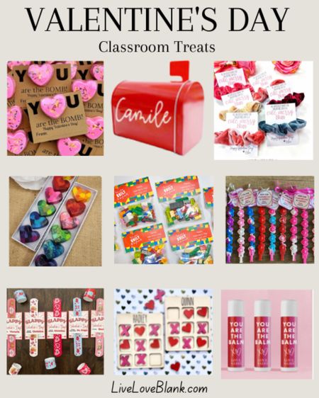 Valentine’s Day classroom treats…pop it’s, straws, legos, lip balm, tic tak toe, scrunchies, bath bombs, heart crayons, slap brackets 



#LTKkids #LTKunder50 #LTKSeasonal