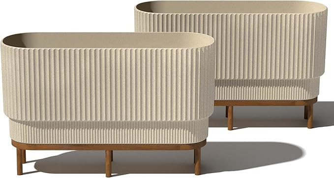 Veradek Demi Series Raised Long Planter for Indoor/Outdoor Use | Made from Plastic & Stone w/Wood... | Amazon (US)