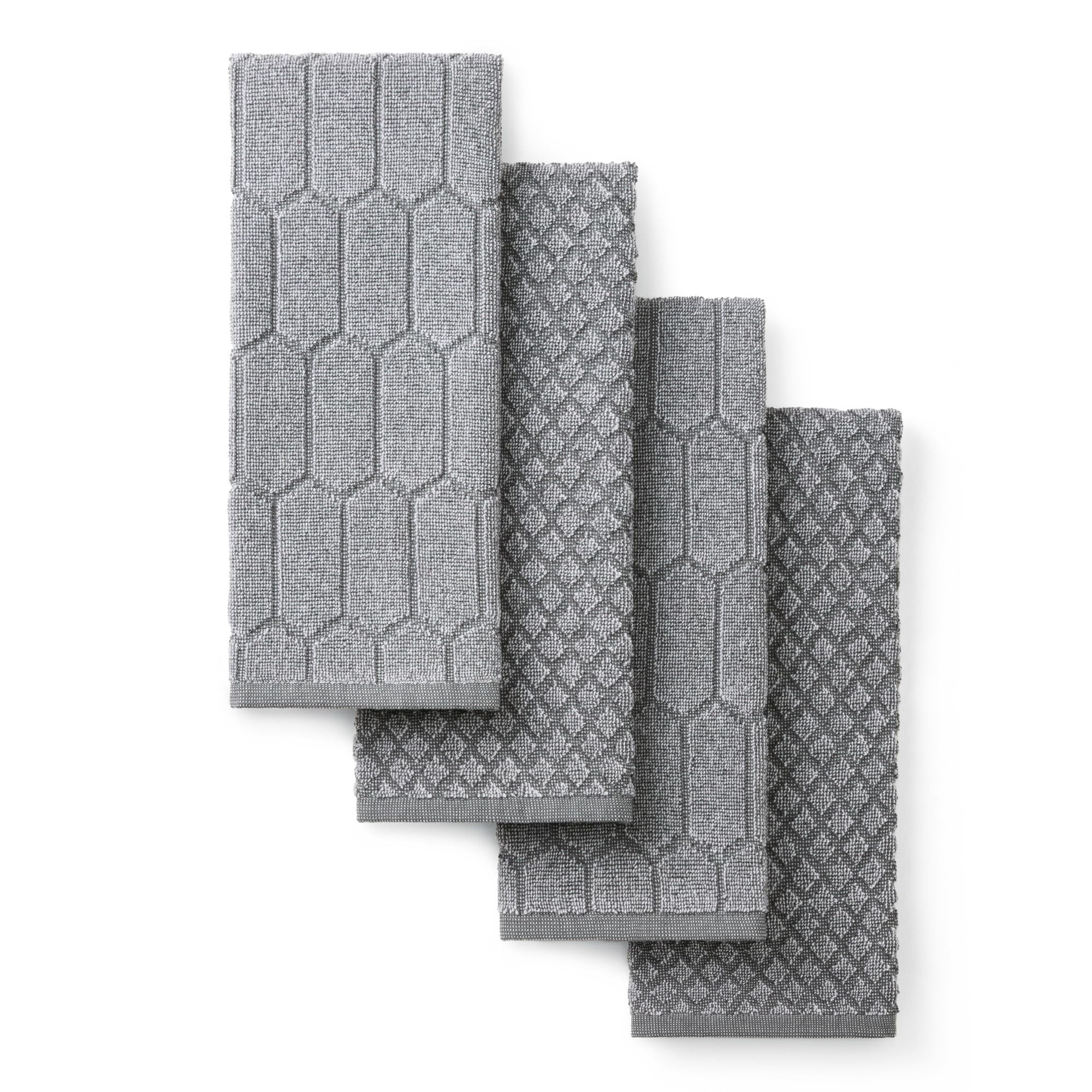 Martha Stewart Honeycomb Chambray Textured Kitchen Towel 4-Pack Set, 100% Cotton with Absorbent T... | Amazon (US)