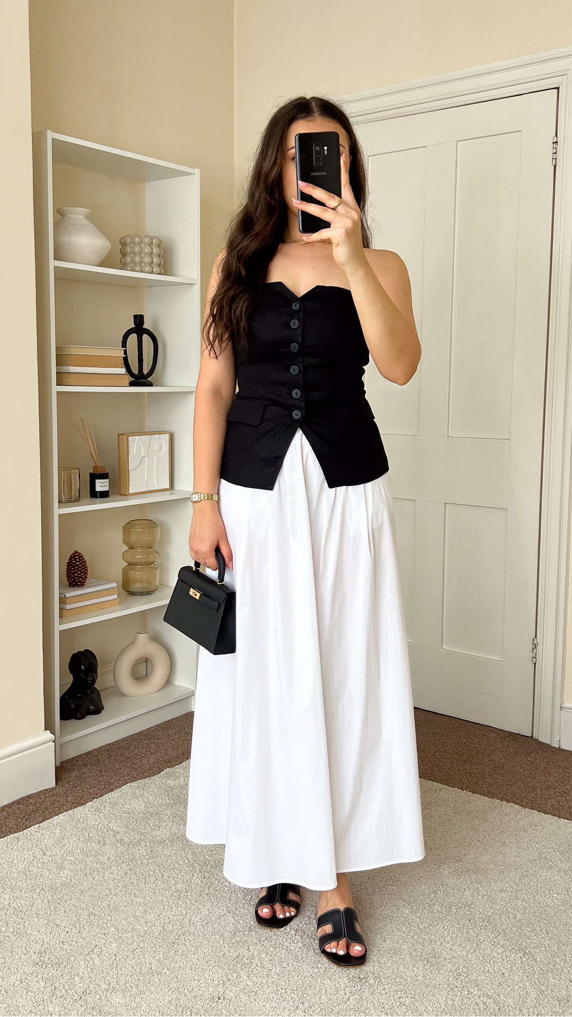 Smart casual summer outfit. Top and skirt are from Mango, wearing size S for both. Bag is from Totes Luxe Uk. Sandals are Dune London. 

#LTKeurope #LTKuk #LTKsummer