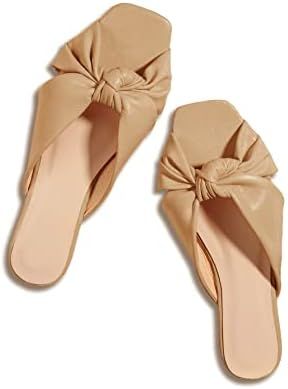 Womens Slide Sandals Dressy Summer Open Toe Flats Bow Tie Slip on Comfortable Beach Shoes Slipper... | Amazon (US)