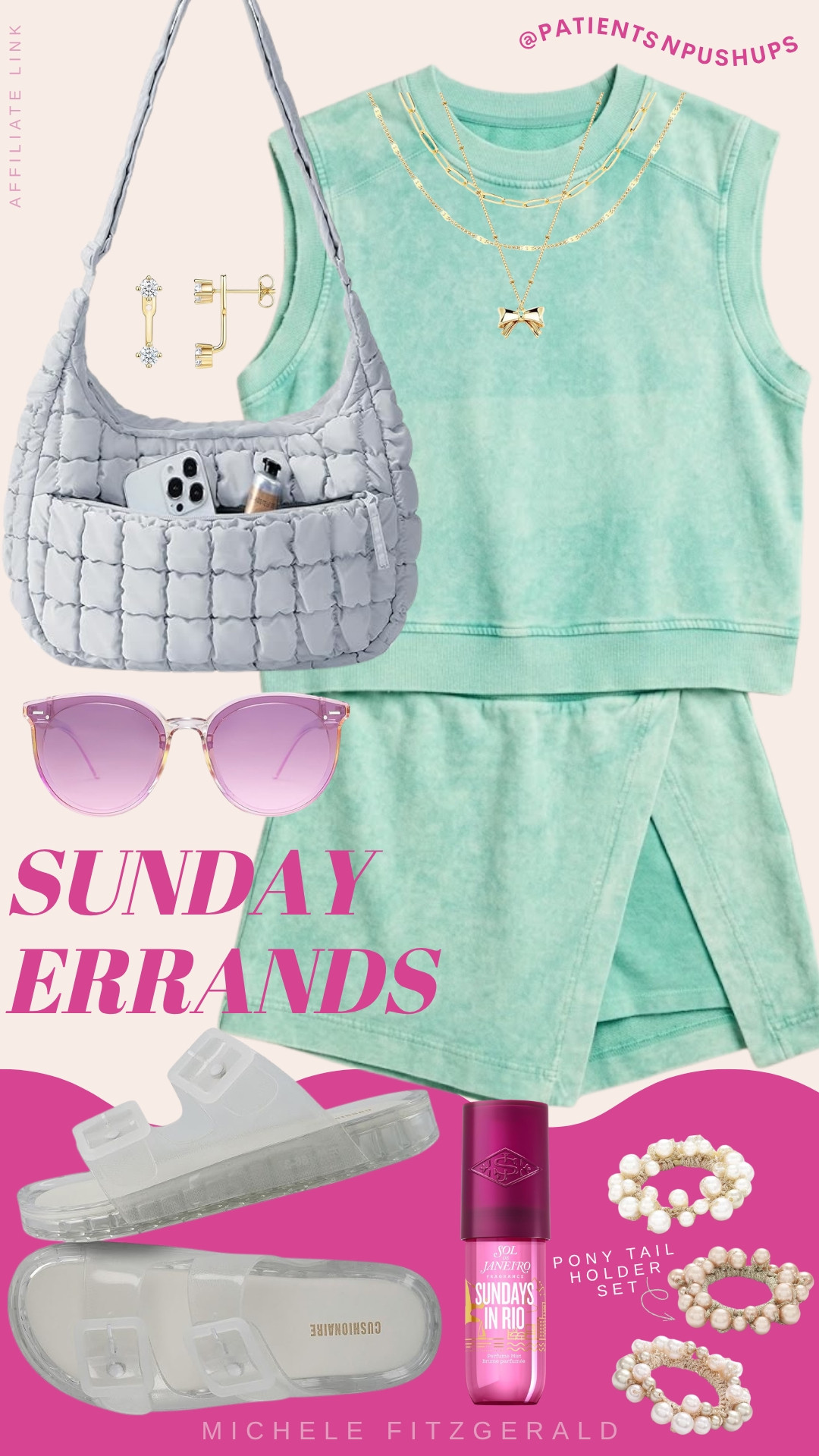 Sunday morning uniform: found! 🍵 This acid-wash mint set is the perfect mix of cozy and cute for grocery runs or coffee dates. Paired it with these lilac sunnies and the ultimate puffer bag for that "cool girl" effortless vibe. 

 #LTKgrwm #LTKootd #LTKmomlife