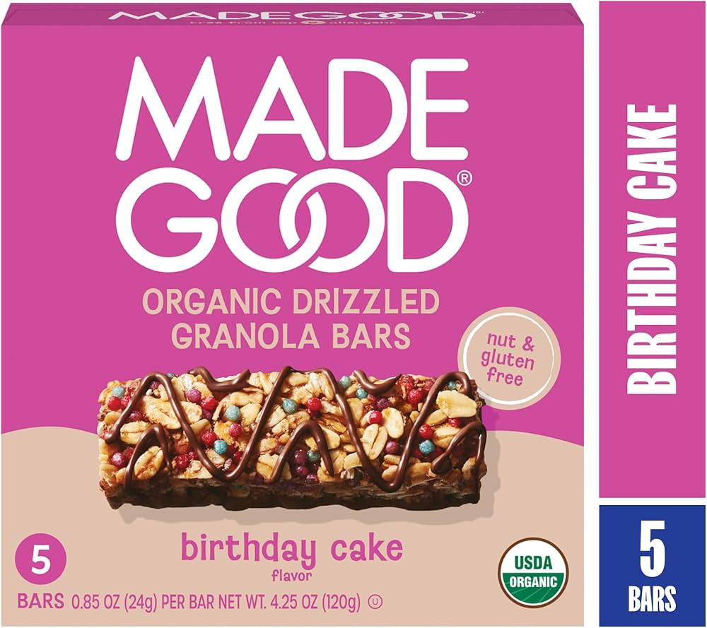 MadeGood Organic Chocolate Drizzled Granola Bars, 5ct, 4.25 OZ | Amazon (US)