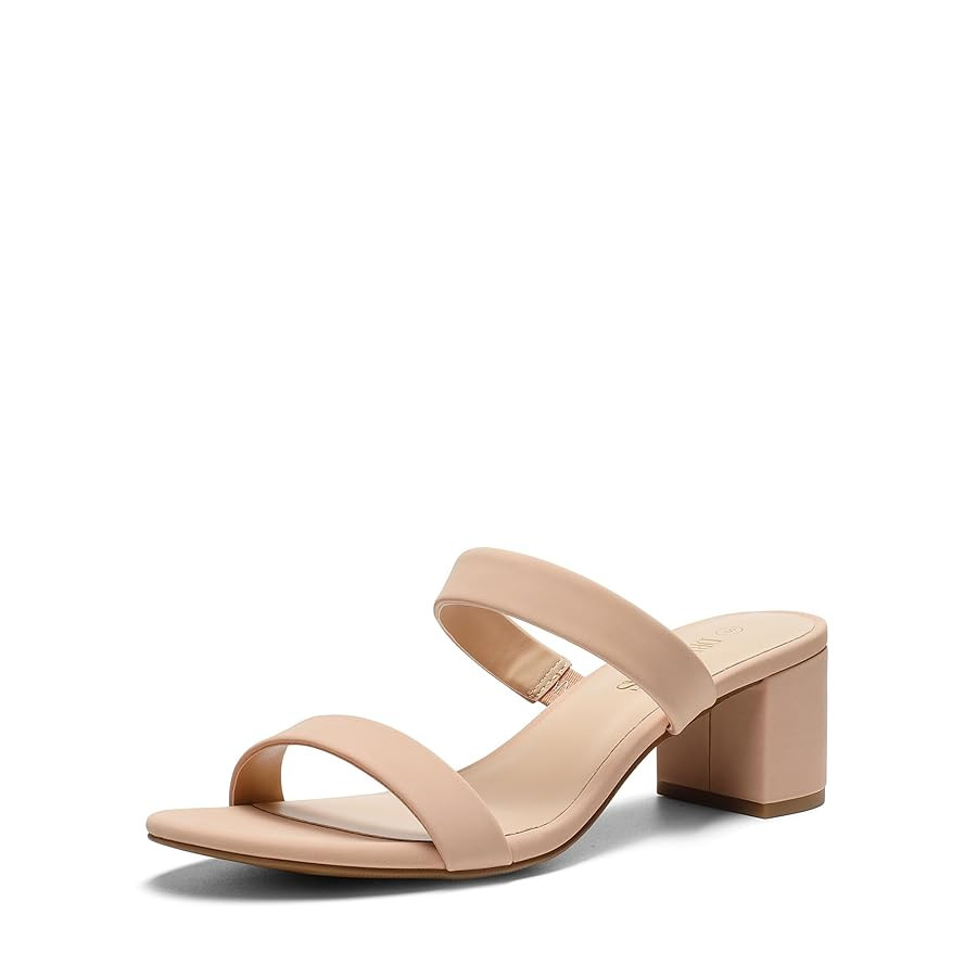 DREAM PAIRS Women's Two Strap Open Toe Low Block Chunky Heels Sandals Dress Pumps Casual Summer M... | Amazon (US)