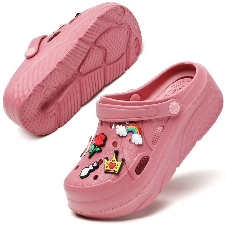 CERYTHRINA Womens Platform Clogs 2 in High Heels Mules Gardener Platform with Casual Clogs Red 39 | Walmart (US)