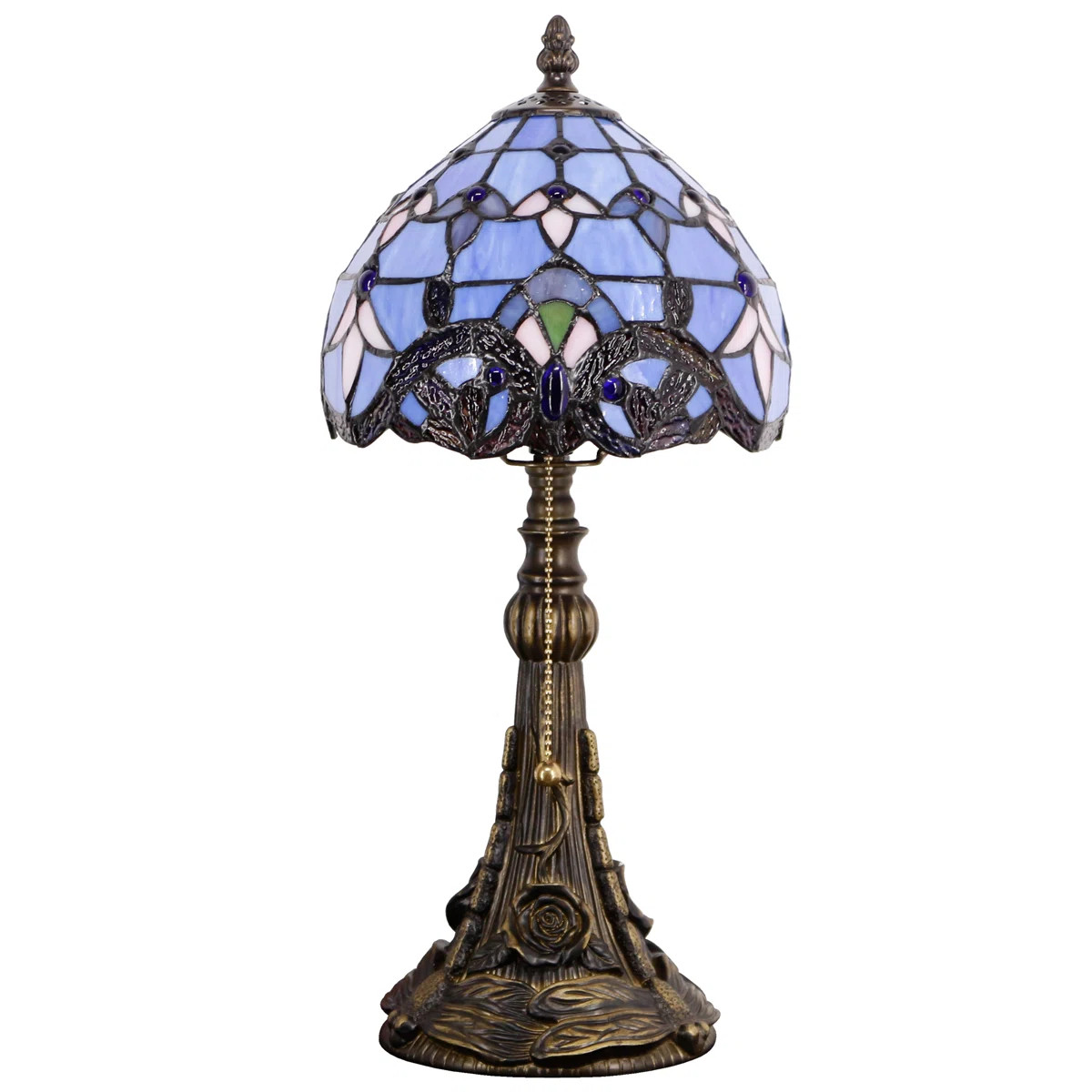 Small Tiffany Lamp Mini Stained Glass Desk Lamp Blue Purple Baroque Style Vintage Table Lamp Tiff... | Wayfair North America