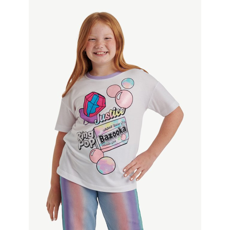 Justice Girls Ring Pop Collab Oversized Tee, Sizes XS-XLP | Walmart (US)