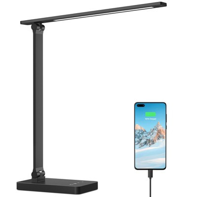 Lepro LED Desk Lamp with USB Charging Port, 650LM Dimmable Touch Control Table Lamp, 5 Color Modes & 5 Brightness Levels for Office, Dorm, Black | Target