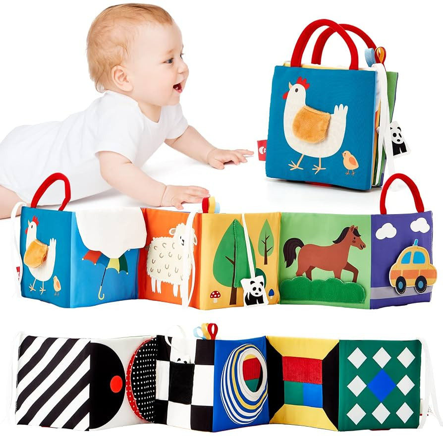 hahaland Baby Toys 0-6 Months - High Contrast Newborn Toys - Baby Tummy Time Books 0-6 Months wit... | Amazon (US)