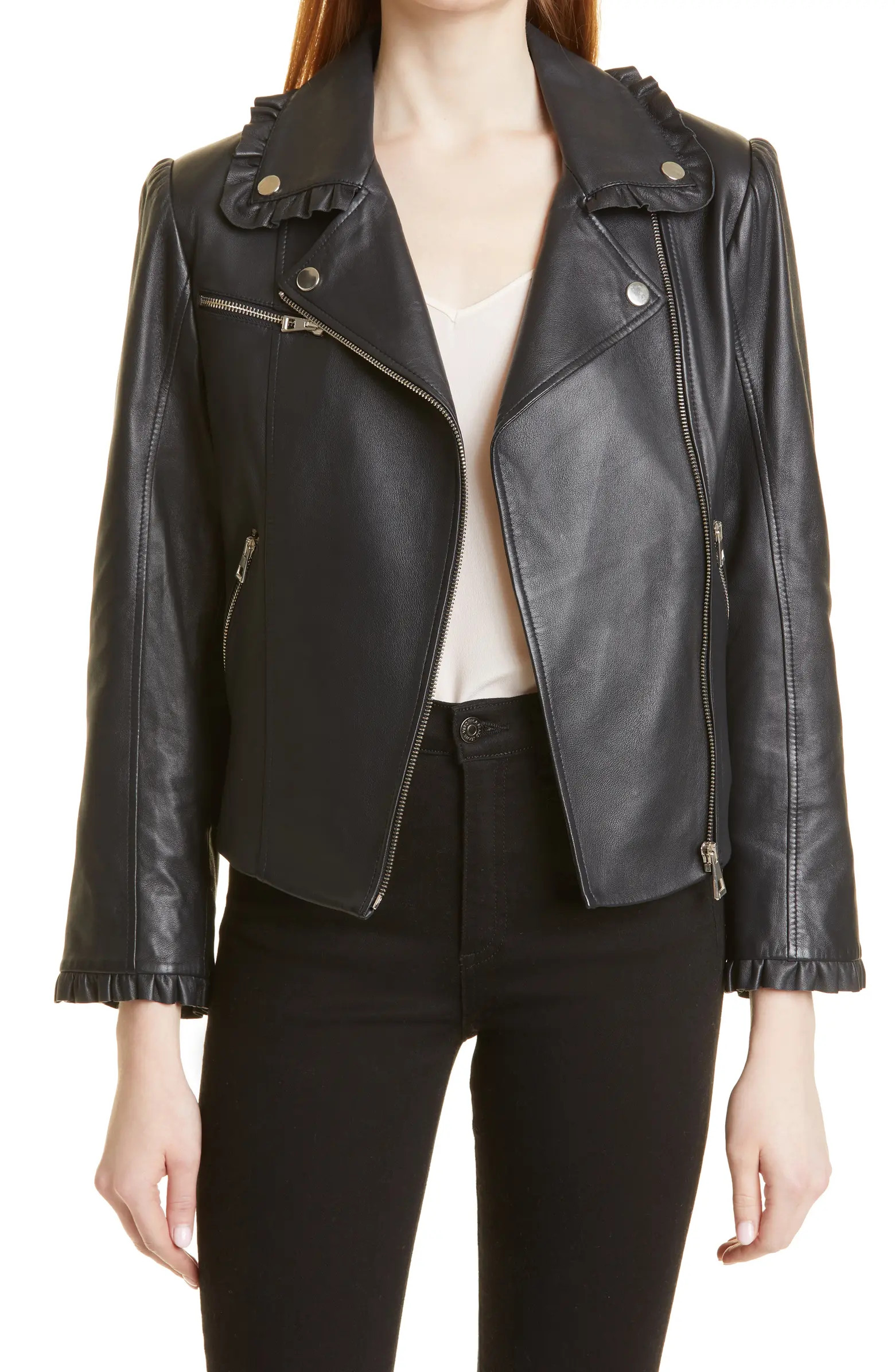 Cinq à Sept Eloise Frill Leather Jacket | Nordstrom | Nordstrom