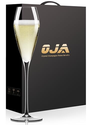 Champagne Flutes Glasses Set of 2, Hand Blown Crystal Wedding Flutes Glass, Ideal for Weddings, Anniversaries, Christmas, Special Days, 10.5 inch, 7.5 oz, Clear | Amazon (US)