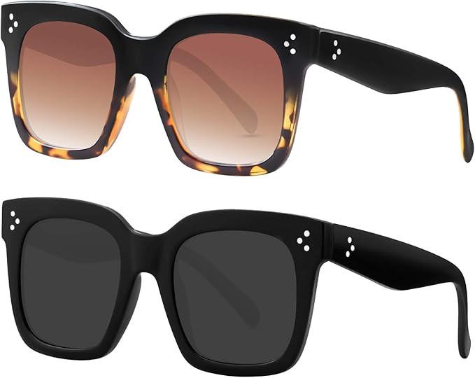 GRFISIA Classic Women Oversized Square Sunglasses for 100% UV Protection Flat Lens Fashion Shade... | Amazon (US)