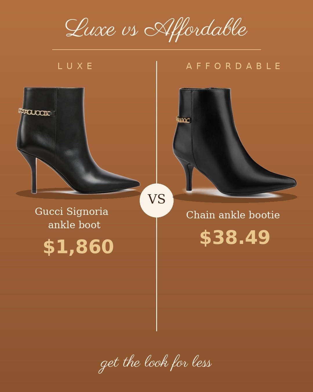 LUXE vs AFFORDABLE 🤎✨
Gucci Signoria boot: $1,860… or the look-alike for $38.49?! The chain detail is everything. Which one are you grabbing? 👀
#LTKshoecrush #LTKunder50 #LTKstyletip #dupealert

**#LTKshoecrush #fallboots #affordablefashion
#LTKdupe #LTKunder50 #LTKshoecrush
