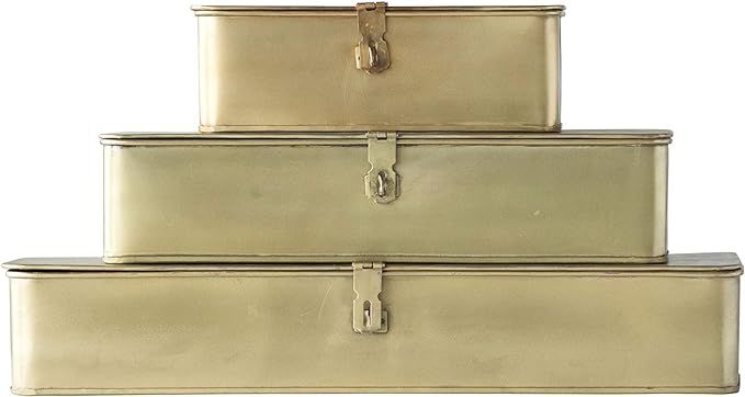 Amazon.com: Creative Co-Op Decorative Metal Boxes with Brass Finish (Set of 3 Sizes) | Amazon (US)