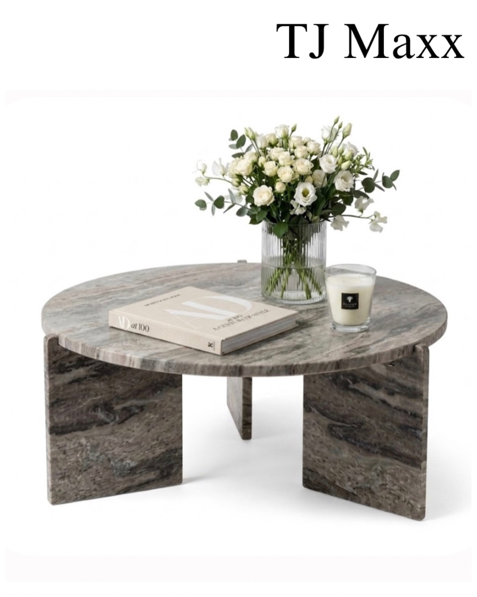 TJ Maxx coffee table, marble, round, book, luxury, candle, French, modern, coastal, living room, office, bedroom, neutrals, Parisian style.

#LTKHome #LTKSaleAlert