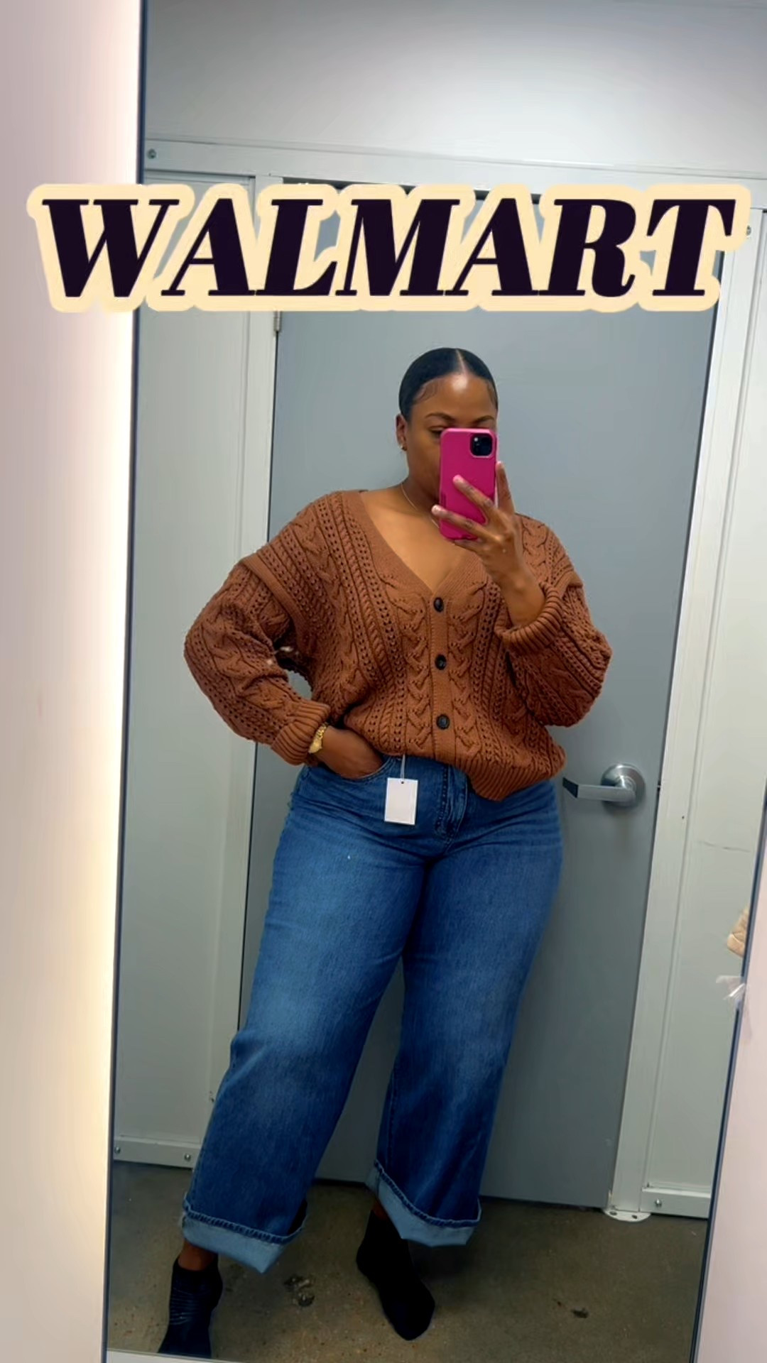 Proof that style doesn’t have to be expensive 🤎 This beautiful tan sweater from Walmart is a must have. #walmart #walmartfinds