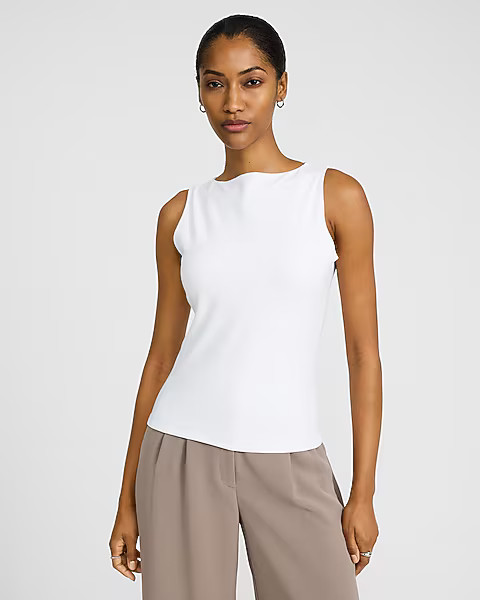 Body Contour Stretch Cotton Boat Neck Tank | Express