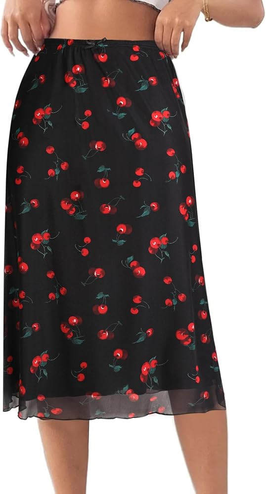 Avanova Women Mesh High Waist Straight Long Skirt Lettuce Trim Bodycon Maxi Skirts | Amazon (US)