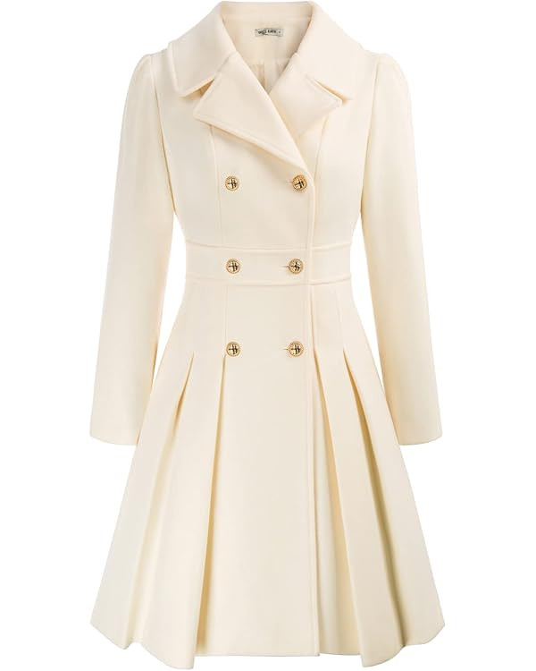 GRACE KARIN 2024 Women's Fashion Trench Coat Notch Lapel Double Breasted Thick A Line Pea Coats J... | Amazon (US)