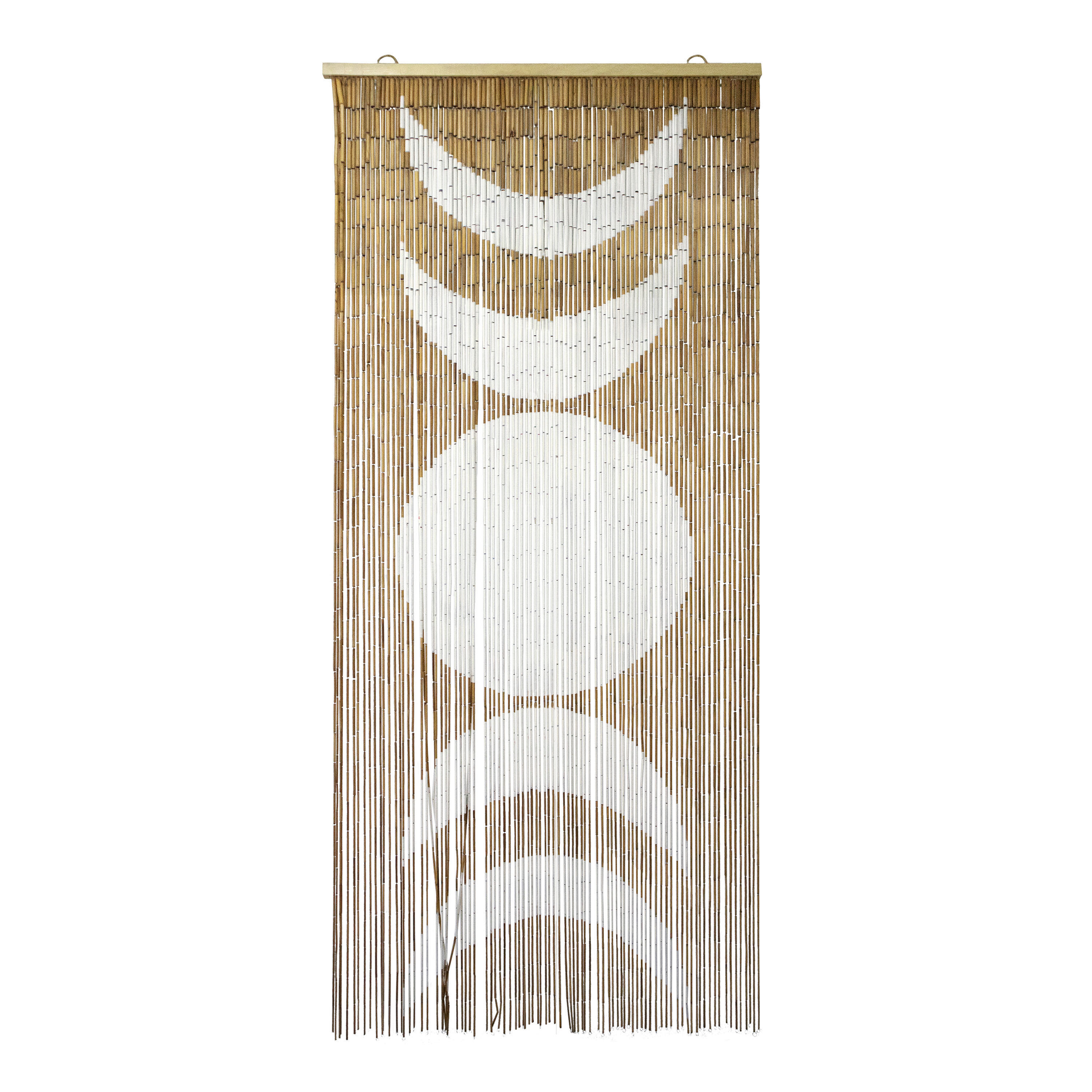 White And Natural Moon Phase Bamboo Beaded Curtain | World Market