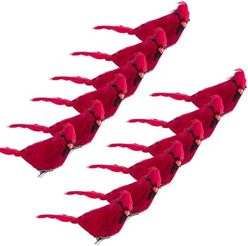 Ogrmar 12 Pack Red Cardinals Ornaments Handmade Artificial Birds Clip on Christmas Tree for Chris... | Amazon (US)