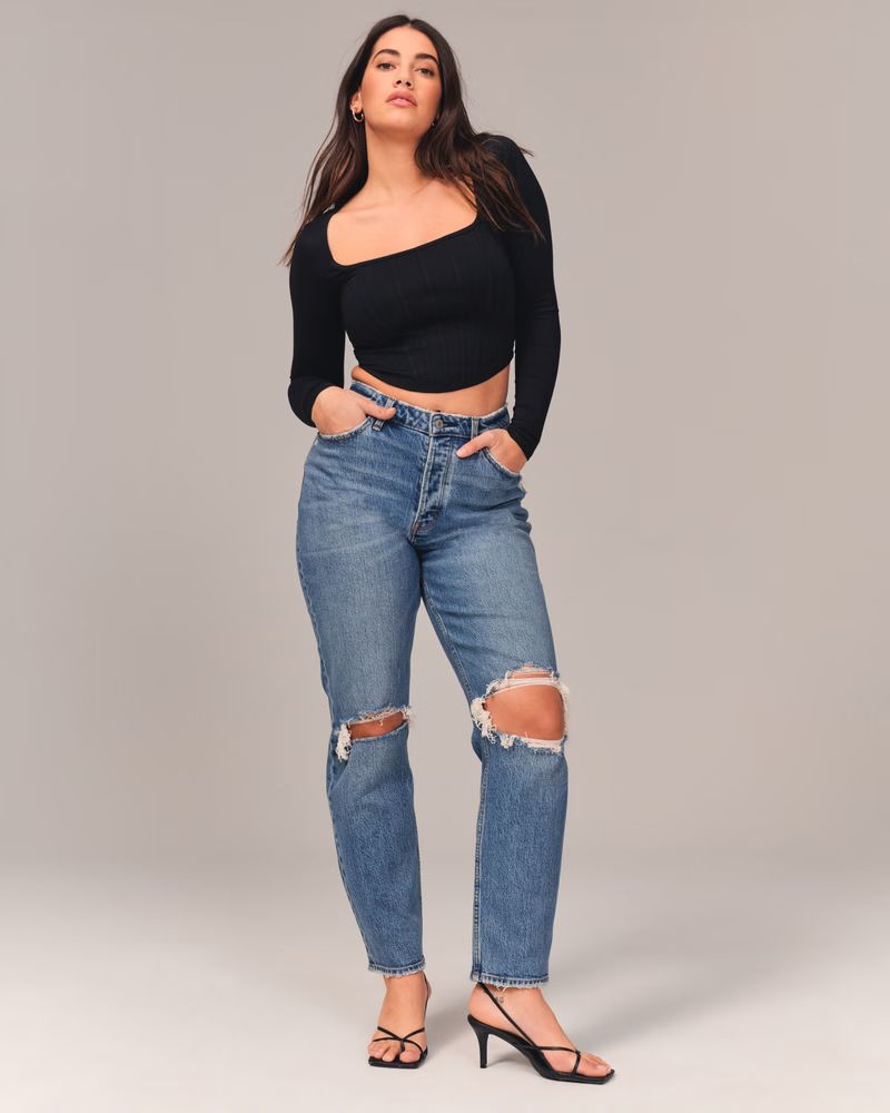 Curve Love High Rise Dad Jeans | Abercrombie & Fitch (US)