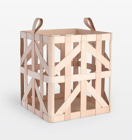 Leather Open Weave Basket