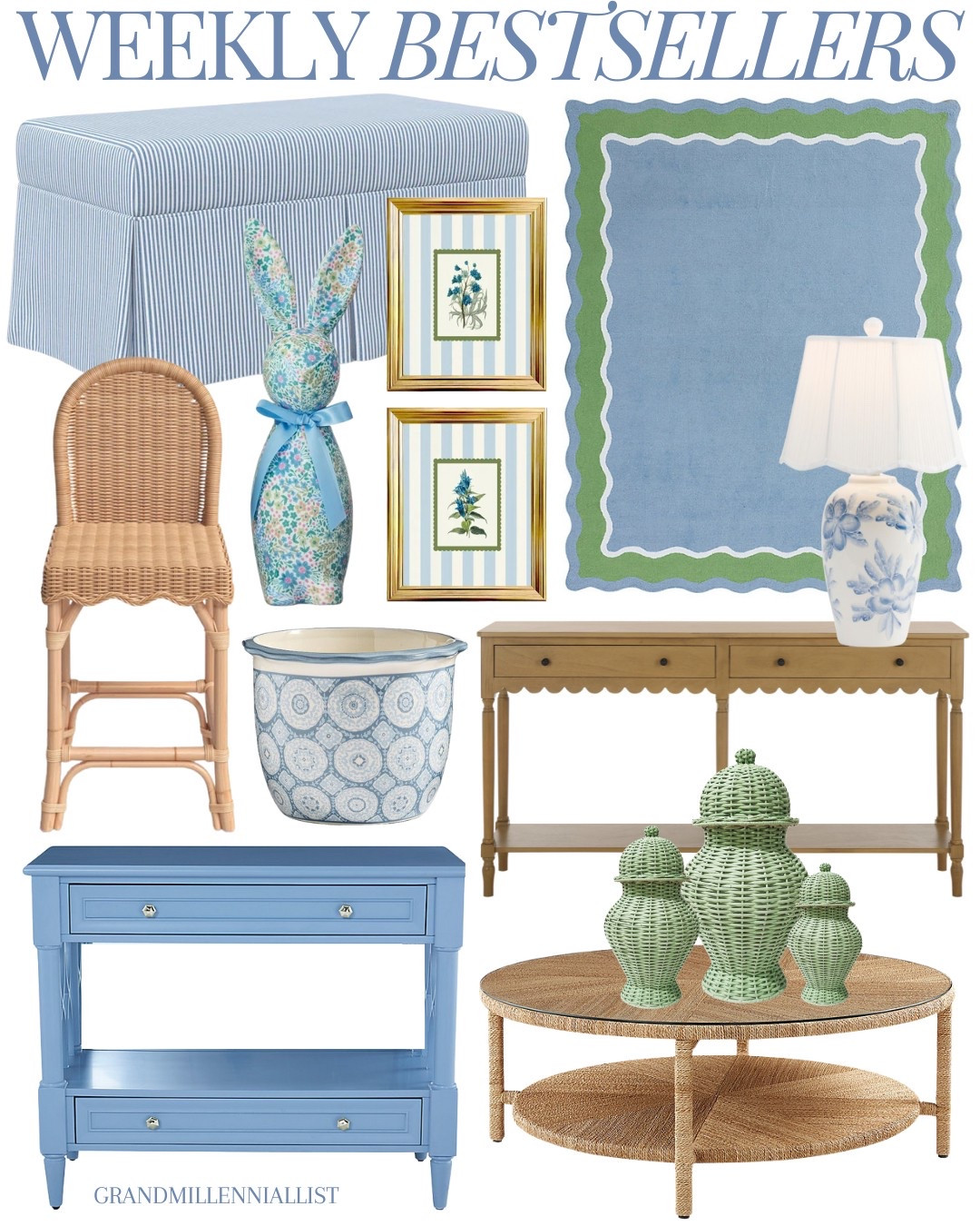 LTK Weekly Bestsellers 

Spring decor 
Blue and white home
Grandmillennial 
Furniture living room
Easter decor 

#LTKHome #LTKSeasonal #LTKStyleTip
