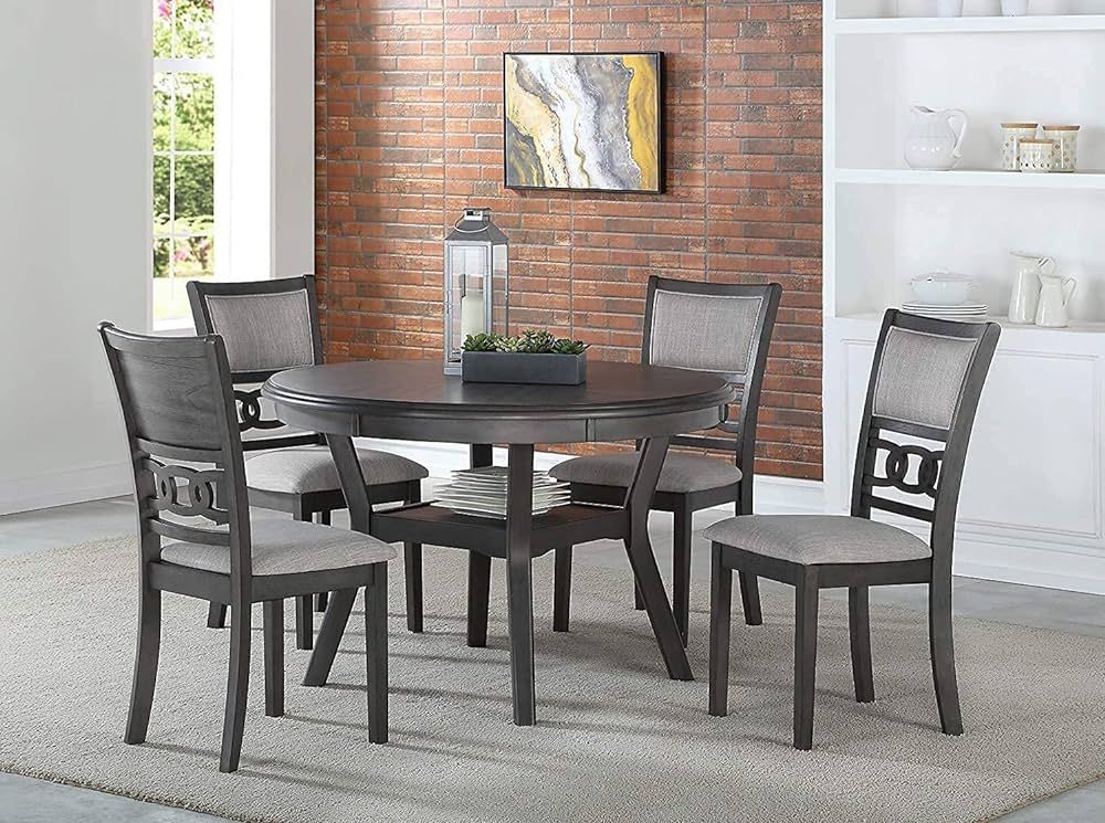 New Classic Furniture Gia 5-Piece Round Dining Set with 1 Dining Table and 4 Chairs, 47-Inch, Gra... | Amazon (US)