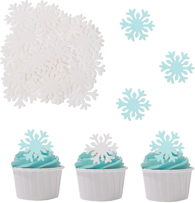 50PCS Edible Snowflakes for Cake Decorating Edible Christmas Cake Decorations Wafer Paper Snowfla... | Amazon (US)