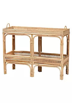 Baxton Studio Lombok Modern Bohemian Natural Brown Rattan Console Table | Belk