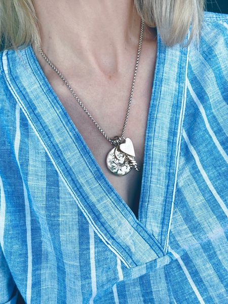 Layered charm necklace look that we love.

Works perfectly with this linen v-neck strip shirt. Runs oversized so size down. Gretchen in an XS.

Charm necklace
Summer outfit
Layered necklace 

#LTKOver40 #LTKGiftGuide #LTKStyleTip