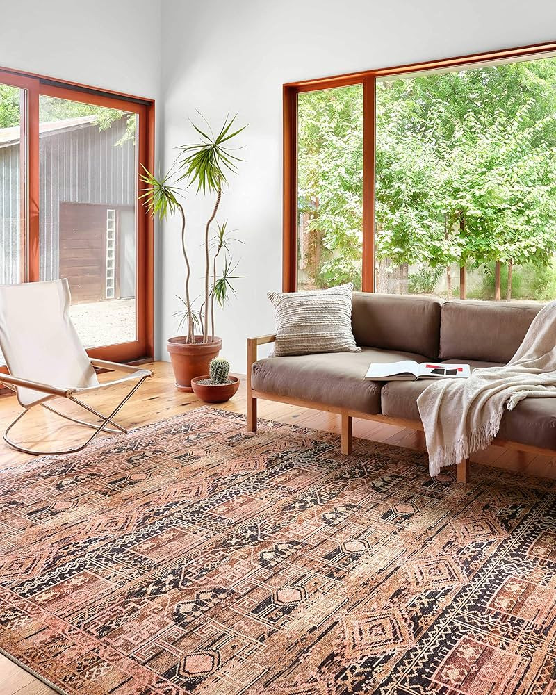 Loloi II Layla Collection LAY-14 Mocha/Blush, Traditional 7'-6" x 9'-6" Area Rug | Amazon (US)