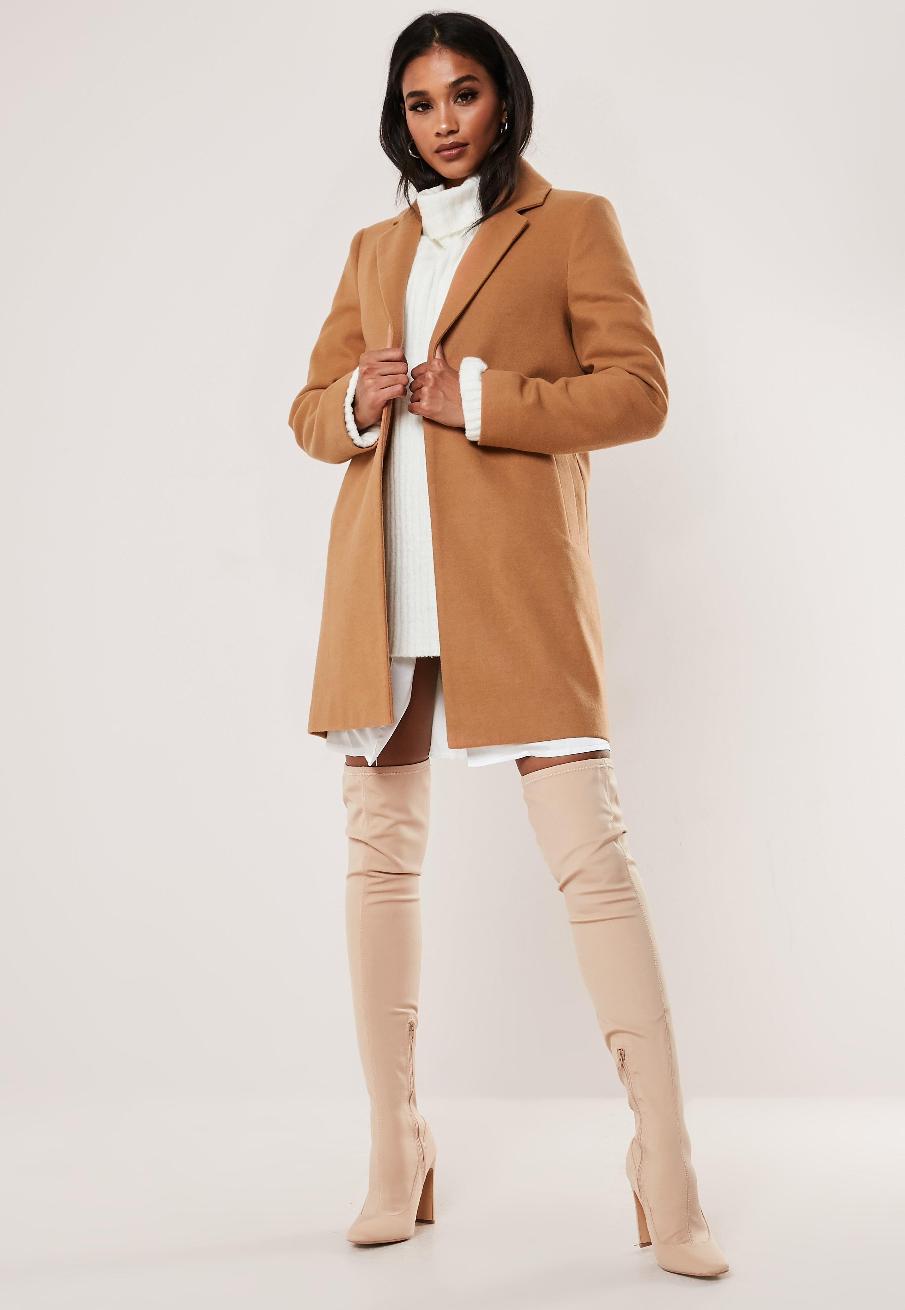 Camel Formal Coat | Missguided (US & CA)