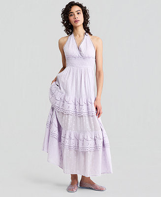Women's Cotton Halter Tiered Maxi Dress, Macy's  Exclusive | Macy's