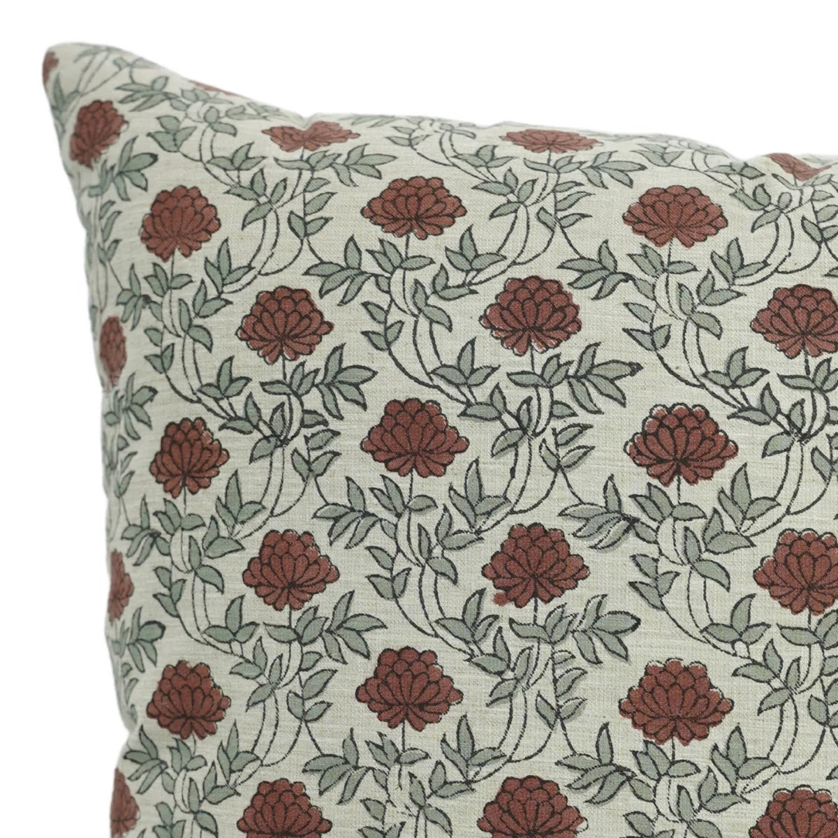Artisan Floral Block Print Cushion Cover Boho Style Decorative Pillowcase for Living Room & Bedro... | Wayfair North America