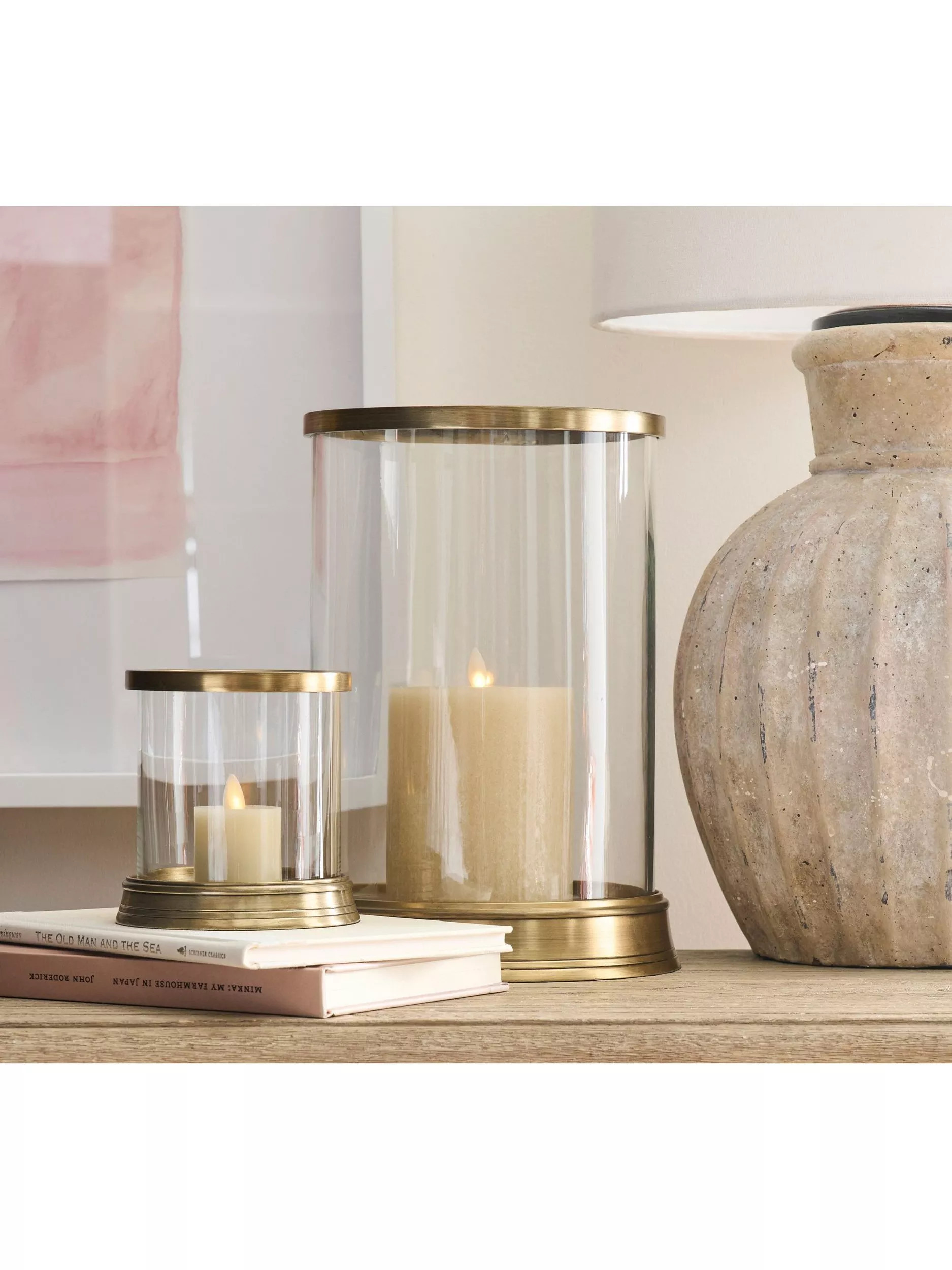 Daphne Hurricane Candle Holder, Brass | John Lewis (UK)