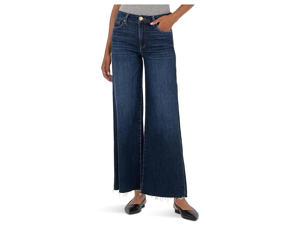 KUT from the Kloth Meg High-Rise Fab Ab Wide Leg Raw Hem Women's Jeans Innoxious : 00 27, Cotton/Denim/Spandex | Zappos