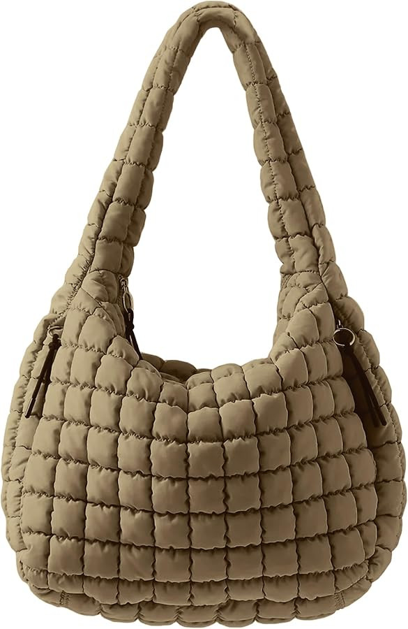 Puffer Quilted Shoulder Bag for Women Padding Shoulder Bag Puffy Hobo Bag Trendy Tote Bag 2025 | Amazon (US)