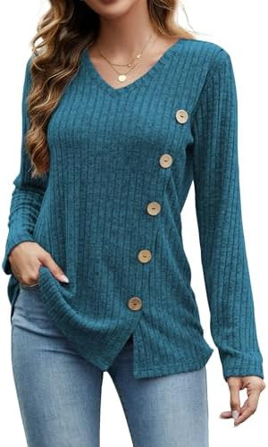 Dimur Sweaters for Women Trendy 2025 Long Sleeve Shirts Ligheweight Sweatshirt Loose Fit Tunic To... | Amazon (US)