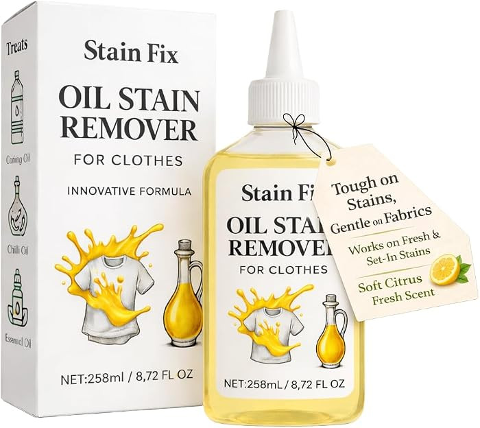 Oil Stain Remover for Clothes (8.72oz) - Fabric Stain Remover For Cooking, Engine, Dried Oil And ... | Amazon (US)