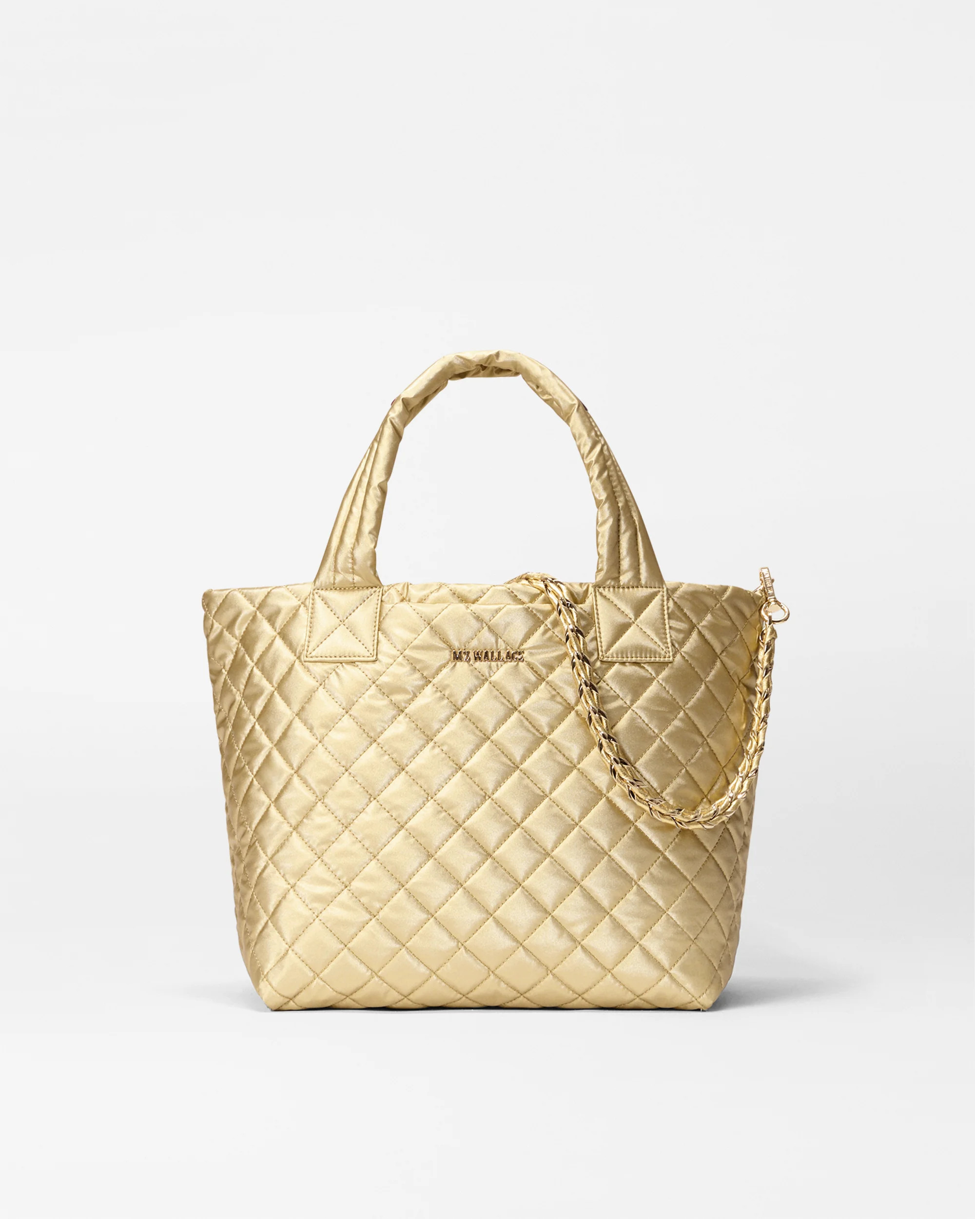 Light Gold Pearl Small Metro Tote Deluxe w/ Chain | MZ Wallace