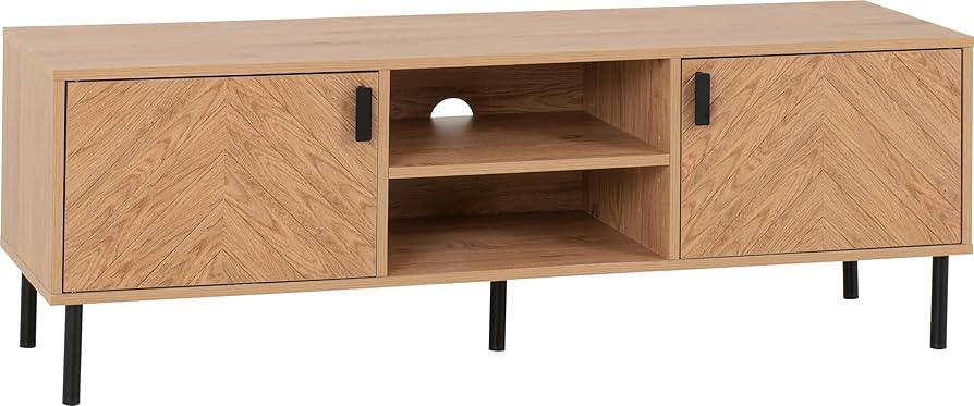 Seconique TV Unit, Engineered Wood, Medium Oak Effect, W 1400mm x D 400mm x H 480mm | Amazon (UK)