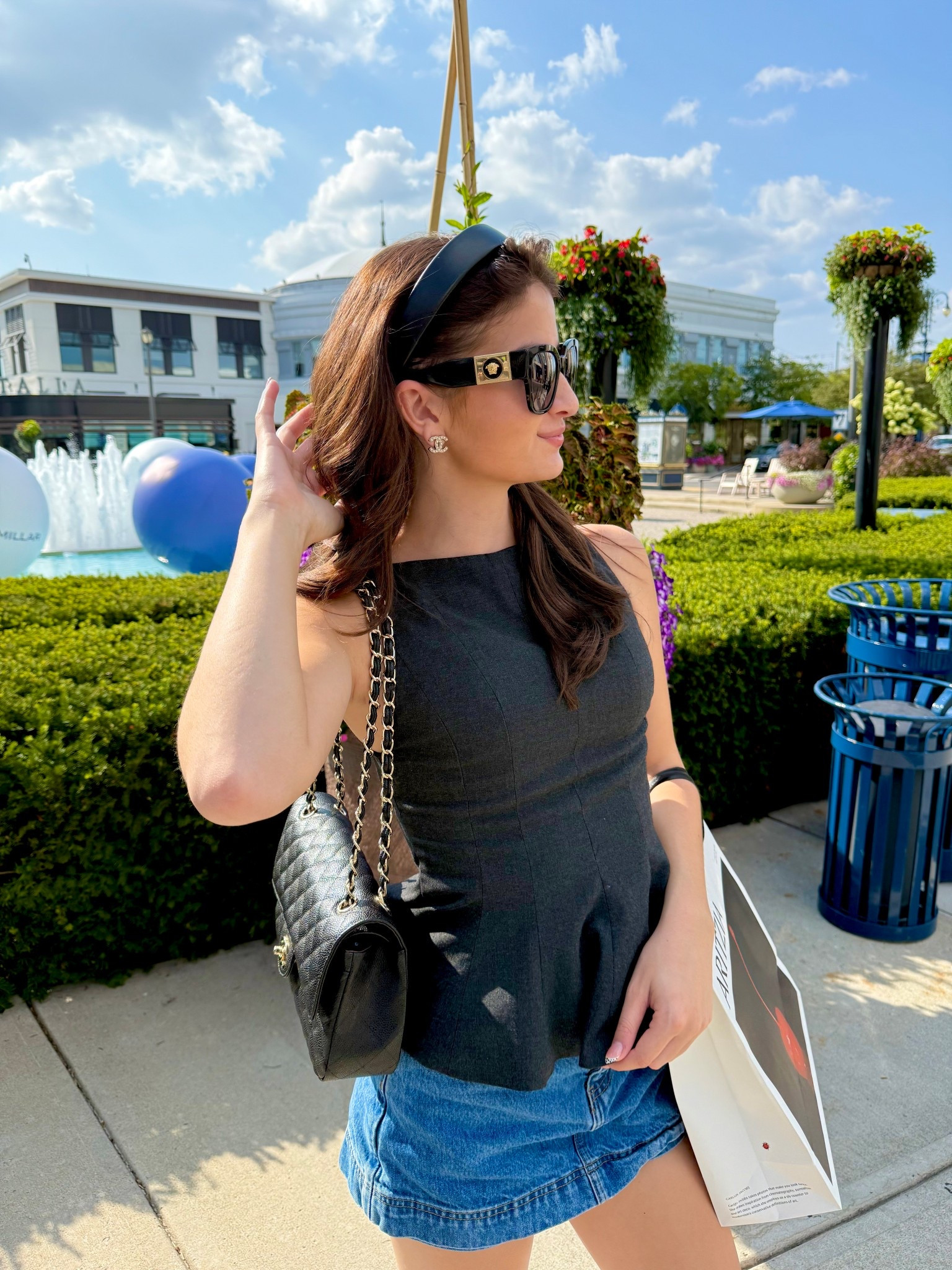 The top is Zara and the bag is gorchic linked here: https://linktr.ee/laurenbrown730